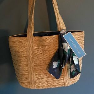 Draper James Straw Bag with Floral Scarf